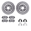 7312-27066 Drilled/Slotted Brake Rotor with 3000-Series Ceramic Brake Pads Kit & Hardware [Silver], 2007-2018 Volvo, Position: R - image 1