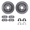 7312-27067 Drilled/Slotted Brake Rotor with 3000-Series Ceramic Brake Pads Kit & Hardware [Silver], 2008-2008 Volvo, Position: R - image 1