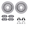 7312-27068 Drilled/Slotted Brake Rotor with 3000-Series Ceramic Brake Pads Kit & Hardware [Silver], 2008-2016 Volvo, Position: R - image 1