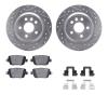 7312-27069 Drilled/Slotted Brake Rotor with 3000-Series Ceramic Brake Pads Kit & Hardware [Silver], 2007-2010 Volvo, Position: R - image 1