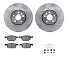 7312-27070 Drilled/Slotted Brake Rotor with 3000-Series Ceramic Brake Pads Kit & Hardware [Silver], 2010-2016 Volvo, Position: F - image 1