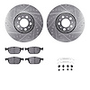 7312-27071 Drilled/Slotted Brake Rotor with 3000-Series Ceramic Brake Pads Kit & Hardware [Silver], 2003-2014 Volvo, Position: F - image 1