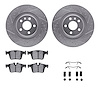 7312-27072 Drilled/Slotted Brake Rotor with 3000-Series Ceramic Brake Pads Kit & Hardware [Silver], 2016-2021 Volvo, Position: R - image 1
