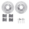 7312-31007 Drilled/Slotted Brake Rotor with 3000-Series Ceramic Brake Pads Kit & Hardware [Silver], 1982-1986 BMW, Position: Fro - image 1