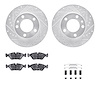 7312-31013 Drilled/Slotted Brake Rotor with 3000-Series Ceramic Brake Pads Kit & Hardware [Silver], 1982-1989 BMW, Position: Fro - image 1