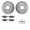 7312-31015 Drilled/Slotted Brake Rotor with 3000-Series Ceramic Brake Pads Kit & Hardware [Silver], 1988-1991 BMW, Position: Fro - image 1