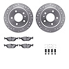 7312-31016 Drilled/Slotted Brake Rotor with 3000-Series Ceramic Brake Pads Kit & Hardware [Silver], 1982-1989 BMW, Position: Rea - image 1