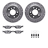 7312-31017 Drilled/Slotted Brake Rotor with 3000-Series Ceramic Brake Pads Kit & Hardware [Silver], 1981-1986 BMW, Position: Rea - image 1