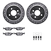 7312-31019 Drilled/Slotted Brake Rotor with 3000-Series Ceramic Brake Pads Kit & Hardware [Silver], 1988-1990 BMW, Position: Rea - image 1