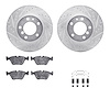 7312-31020 Drilled/Slotted Brake Rotor with 3000-Series Ceramic Brake Pads Kit & Hardware [Silver], 1987-1995 BMW, Position: Fro - image 1