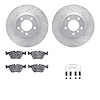 7312-31023 Drilled/Slotted Brake Rotor with 3000-Series Ceramic Brake Pads Kit & Hardware [Silver], 1995-2002 BMW, Position: Fro - image 1