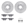 7312-31024 Drilled/Slotted Brake Rotor with 3000-Series Ceramic Brake Pads Kit & Hardware [Silver], 2001-2005 BMW, Position: Fro - image 1
