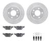 7312-31025 Drilled/Slotted Brake Rotor with 3000-Series Ceramic Brake Pads Kit & Hardware [Silver], 1987-1992 BMW, Position: Rea - image 1