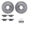 7312-31026 Drilled/Slotted Brake Rotor with 3000-Series Ceramic Brake Pads Kit & Hardware [Silver], 1989-1995 BMW, Position: Rea - image 1