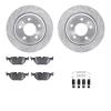 7312-31027 Drilled/Slotted Brake Rotor with 3000-Series Ceramic Brake Pads Kit & Hardware [Silver], 1988-1994 BMW, Position: Rea - image 1