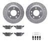 7312-31028 Drilled/Slotted Brake Rotor with 3000-Series Ceramic Brake Pads Kit & Hardware [Silver], 1988-1991 BMW, Position: Rea - image 1
