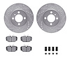 7312-31031 Drilled/Slotted Brake Rotor with 3000-Series Ceramic Brake Pads Kit & Hardware [Silver], 1984-1991 BMW, Position: Fro - image 1