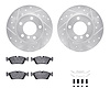 7312-31038 Drilled/Slotted Brake Rotor with 3000-Series Ceramic Brake Pads Kit & Hardware [Silver], 1995-1998 BMW, Position: Fro - image 1