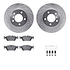 7312-31039 Drilled/Slotted Brake Rotor with 3000-Series Ceramic Brake Pads Kit & Hardware [Silver], 1999-2008 BMW, Position: Fro - image 1