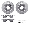 7312-31048 Drilled/Slotted Brake Rotor with 3000-Series Ceramic Brake Pads Kit & Hardware [Silver], 1991-2001 BMW, Position: Rea - image 1