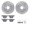 7312-31049 Drilled/Slotted Brake Rotor with 3000-Series Ceramic Brake Pads Kit & Hardware [Silver], 1995-2003 BMW, Position: Rea - image 1
