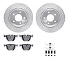 7312-31055 Drilled/Slotted Brake Rotor with 3000-Series Ceramic Brake Pads Kit & Hardware [Silver], 2004-2010 BMW, Position: Rea - image 1