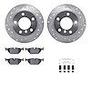 7312-31058 Drilled/Slotted Brake Rotor with 3000-Series Ceramic Brake Pads Kit & Hardware [Silver], 1995-1999 BMW, Position: Rea - image 1