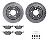 7312-31061 Drilled/Slotted Brake Rotor with 3000-Series Ceramic Brake Pads Kit & Hardware [Silver], 1999-2006 BMW, Position: Rea - image 1