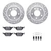 7312-31063 Drilled/Slotted Brake Rotor with 3000-Series Ceramic Brake Pads Kit & Hardware [Silver], 2003-2006 BMW, Position: Rea - image 1