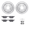 7312-31065 Drilled/Slotted Brake Rotor with 3000-Series Ceramic Brake Pads Kit & Hardware [Silver], 1996-2003 BMW, Position: Rea - image 1