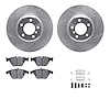 7312-31067 Drilled/Slotted Brake Rotor with 3000-Series Ceramic Brake Pads Kit & Hardware [Silver], 2002-2008 BMW, Position: Fro - image 1