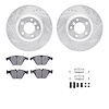 7312-31070 Drilled/Slotted Brake Rotor with 3000-Series Ceramic Brake Pads Kit & Hardware [Silver], 2007-2015 BMW, Position: Fro - image 1