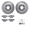 7312-31071 Drilled/Slotted Brake Rotor with 3000-Series Ceramic Brake Pads Kit & Hardware [Silver], 2011-2016 BMW, Position: Fro - image 1