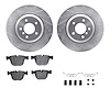 7312-31073 Drilled/Slotted Brake Rotor with 3000-Series Ceramic Brake Pads Kit & Hardware [Silver], 2004-2010 BMW, Position: Rea - image 1