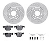 7312-31074 Drilled/Slotted Brake Rotor with 3000-Series Ceramic Brake Pads Kit & Hardware [Silver], 2005-2008 BMW, Position: Rea - image 1