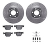 7312-31075 Drilled/Slotted Brake Rotor with 3000-Series Ceramic Brake Pads Kit & Hardware [Silver], 2007-2019 BMW, Position: Rea - image 1