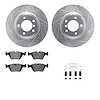 7312-31078 Drilled/Slotted Brake Rotor with 3000-Series Ceramic Brake Pads Kit & Hardware [Silver], 2001-2008 BMW, Position: Fro - image 1