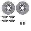 7312-31080 Drilled/Slotted Brake Rotor with 3000-Series Ceramic Brake Pads Kit & Hardware [Silver], 2004-2010 BMW, Position: Fro - image 1