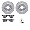 7312-31081 Drilled/Slotted Brake Rotor with 3000-Series Ceramic Brake Pads Kit & Hardware [Silver], 2007-2019 BMW, Position: Rea - image 1