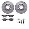 7312-31082 Drilled/Slotted Brake Rotor with 3000-Series Ceramic Brake Pads Kit & Hardware [Silver], 2006-2007 BMW, Position: Fro - image 1