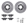 7312-31083 Drilled/Slotted Brake Rotor with 3000-Series Ceramic Brake Pads Kit & Hardware [Silver], 2006-2012 BMW, Position: Fro - image 1