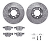 7312-31085 Drilled/Slotted Brake Rotor with 3000-Series Ceramic Brake Pads Kit & Hardware [Silver], 2007-2013 BMW, Position: Fro - image 1