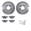 7312-31086 Drilled/Slotted Brake Rotor with 3000-Series Ceramic Brake Pads Kit & Hardware [Silver], 2004-2010 BMW, Position: Fro - image 1