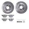 7312-31087 Drilled/Slotted Brake Rotor with 3000-Series Ceramic Brake Pads Kit & Hardware [Silver], 2006-2015 BMW, Position: Rea - image 1