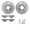 7312-31088 Drilled/Slotted Brake Rotor with 3000-Series Ceramic Brake Pads Kit & Hardware [Silver], 2007-2015 BMW, Position: Fro - image 1