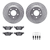 7312-31089 Drilled/Slotted Brake Rotor with 3000-Series Ceramic Brake Pads Kit & Hardware [Silver], 2006-2013 BMW, Position: Rea - image 1