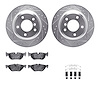 7312-31090 Drilled/Slotted Brake Rotor with 3000-Series Ceramic Brake Pads Kit & Hardware [Silver], 2006-2015 BMW, Position: Rea - image 1