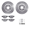 7312-31098 Drilled/Slotted Brake Rotor with 3000-Series Ceramic Brake Pads Kit & Hardware [Silver], 2009-2017 BMW, Position: Fro - image 1