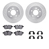 7312-31101 Drilled/Slotted Brake Rotor with 3000-Series Ceramic Brake Pads Kit & Hardware [Silver], 2009-2016 BMW, Position: Rea - image 1