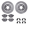7312-31103 Drilled/Slotted Brake Rotor with 3000-Series Ceramic Brake Pads Kit & Hardware [Silver], 2011-2016 BMW, Position: Rea - image 1